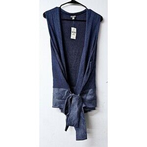 J Jill NWT Blue Knit Front Tie Open Front Women Cardigan (3XL)